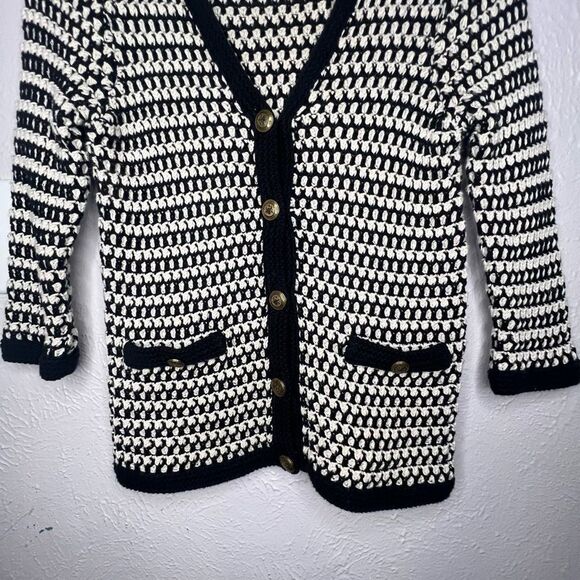 CAbi Coco Waffle Knit White/Black Striped Button Up Women’s Cardigan Size S - Picture 5 of 10